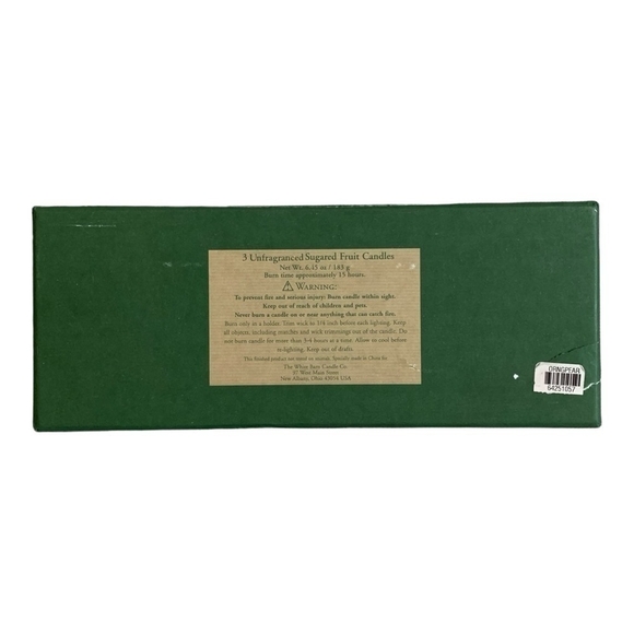 NIB CANDLE Set The White Barn Candle Holiday Fruits 3x Sugared Unscented Candles - Picture 7 of 7